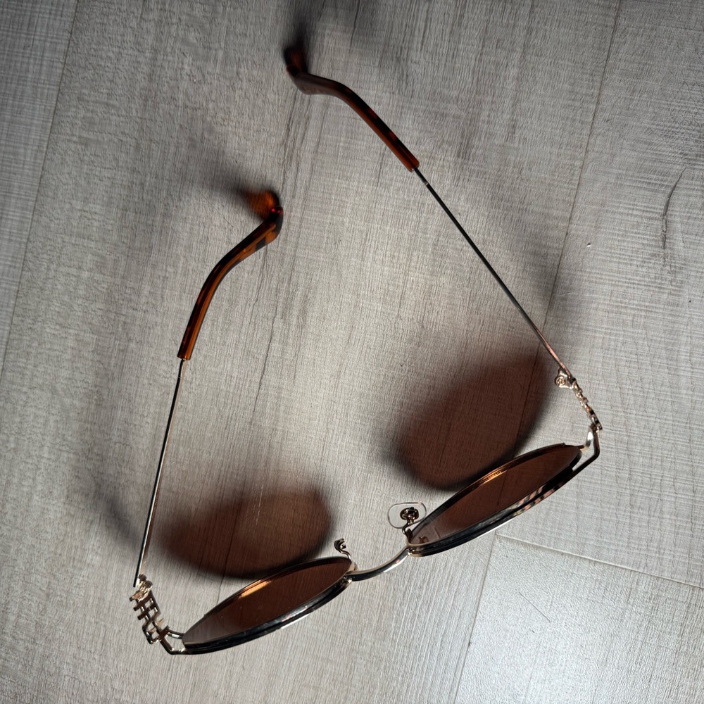 Miu Miu Gold Frame Brown Lens Round Sunglasses - Picture 7 of 8